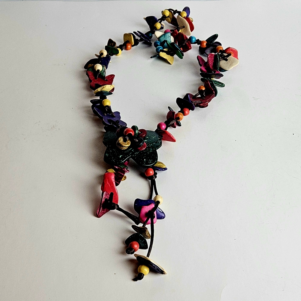Hand Crafted Multicolor Butterfly Statement Neckl… - image 4